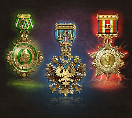Some medals shown that can be earned in the game